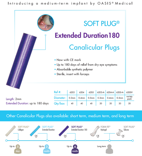 SOFT PLUG Extended Duration 180 Day Canalicular Plugs 20pk