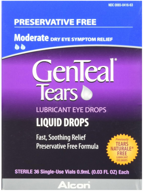 GenTeal Tears Lubricant Eye Drops, Moderate Liquid Drops, (36 Vials)