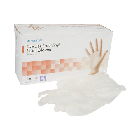 Exam Glove McKesson X-Large NonSterile Vinyl Standard Cuff Length Smooth Clear Not Rated